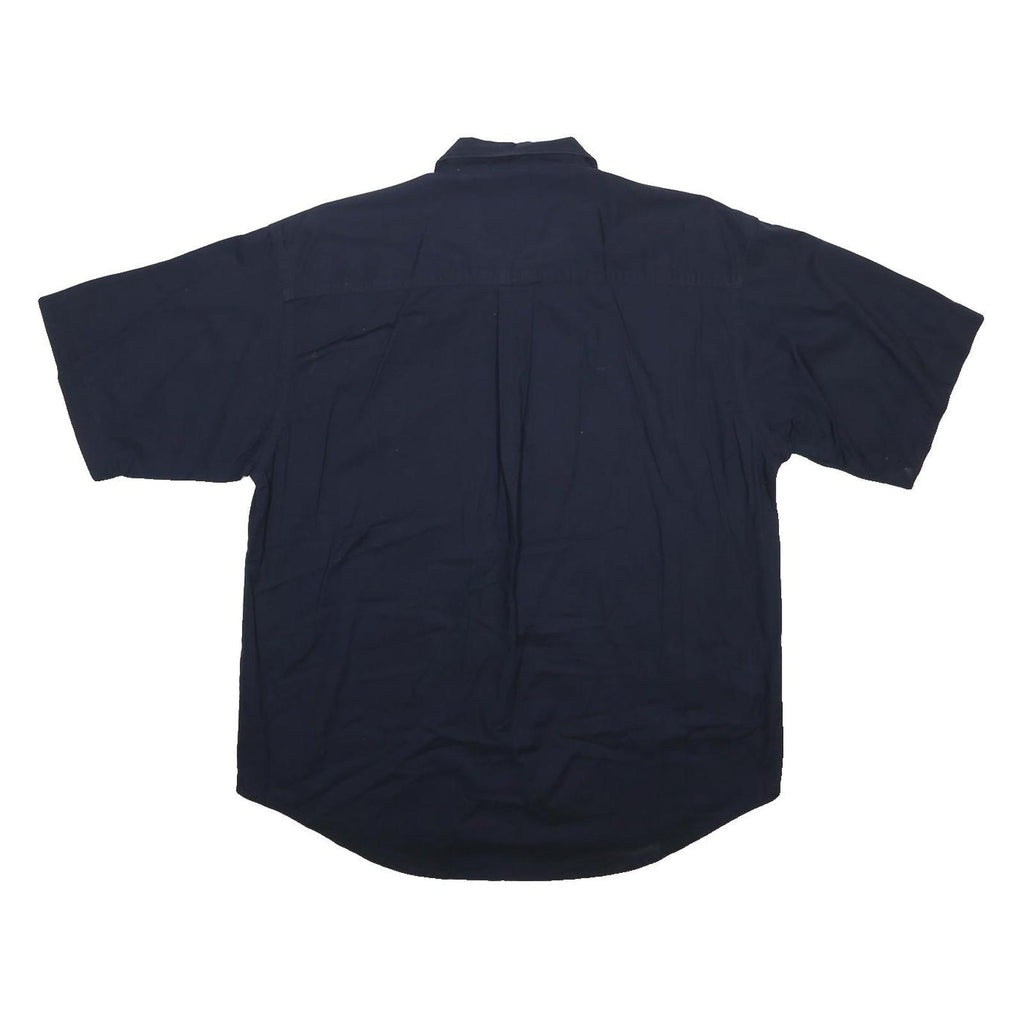 BUGLE BOY Mens Navy Blue Cotton Shirt XL Casual Button Up Short Sleeve