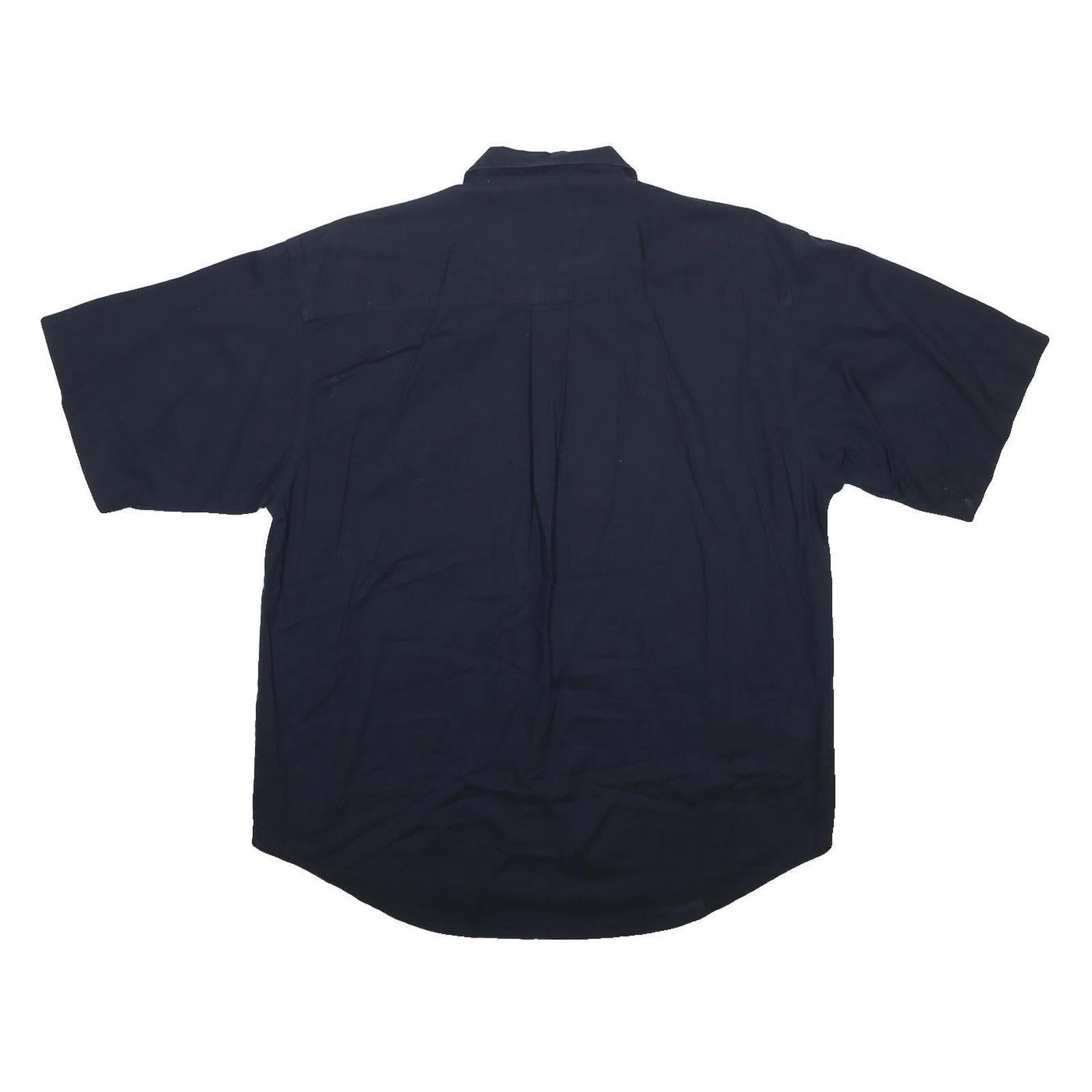BUGLE BOY Mens Navy Blue Cotton Shirt XL Casual Button Up Short Sleeve
