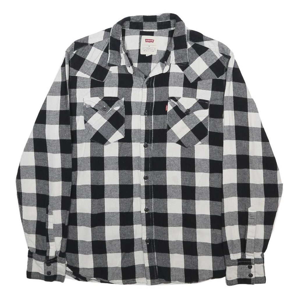 LEVI'S Mens Black & White Check Shirt M Casual Cotton Long Sleeve Button