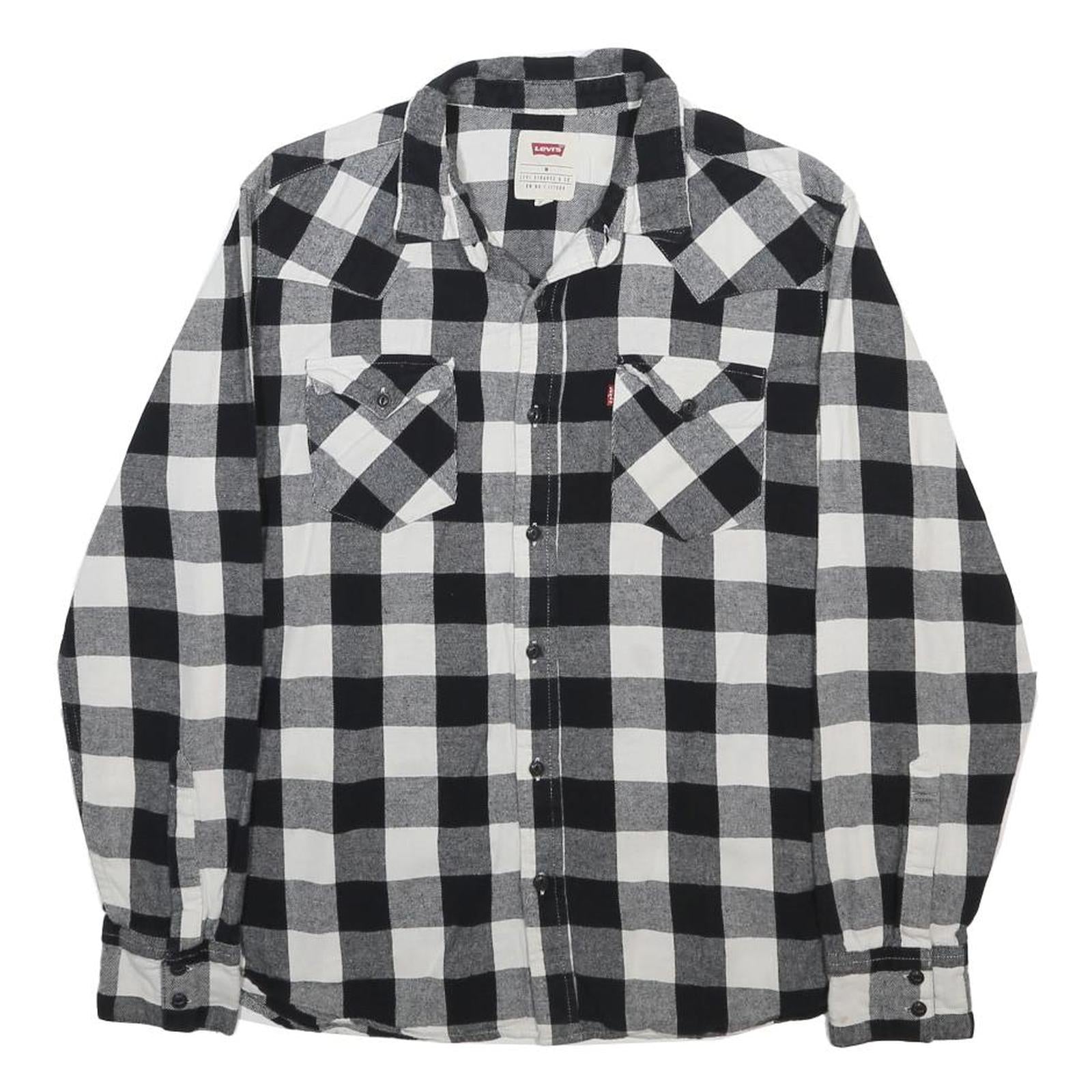 LEVI'S Mens Black & White Check Shirt M Casual Cotton Long Sleeve Button