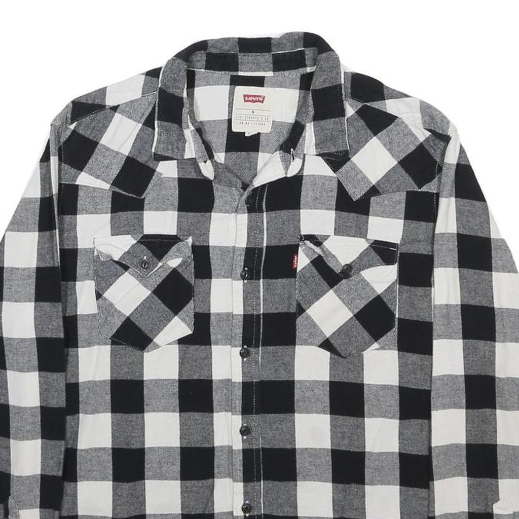 LEVI'S Mens Black & White Check Shirt M Casual Cotton Long Sleeve Button