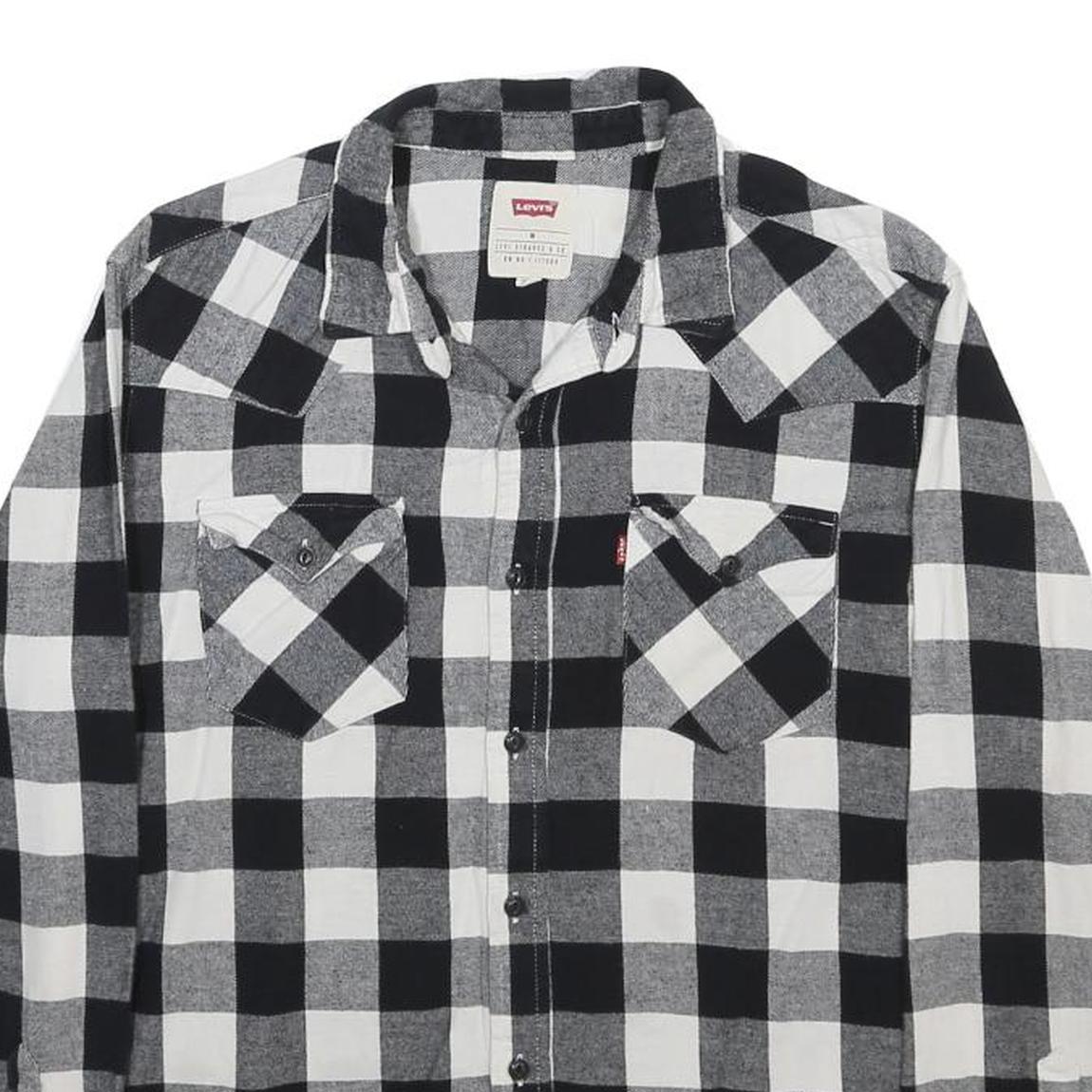 LEVI'S Mens Black & White Check Shirt M Casual Cotton Long Sleeve Button