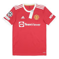 ADIDAS Mens Red & White Manchester United Football Shirt S Short Sleeve Crew