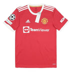 ADIDAS Mens Red & White Manchester United Football Shirt S Short Sleeve Crew