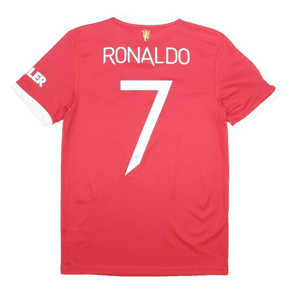 ADIDAS Mens Red & White Manchester United Football Shirt S Short Sleeve Crew