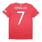 ADIDAS Mens Red & White Manchester United Football Shirt S Short Sleeve Crew