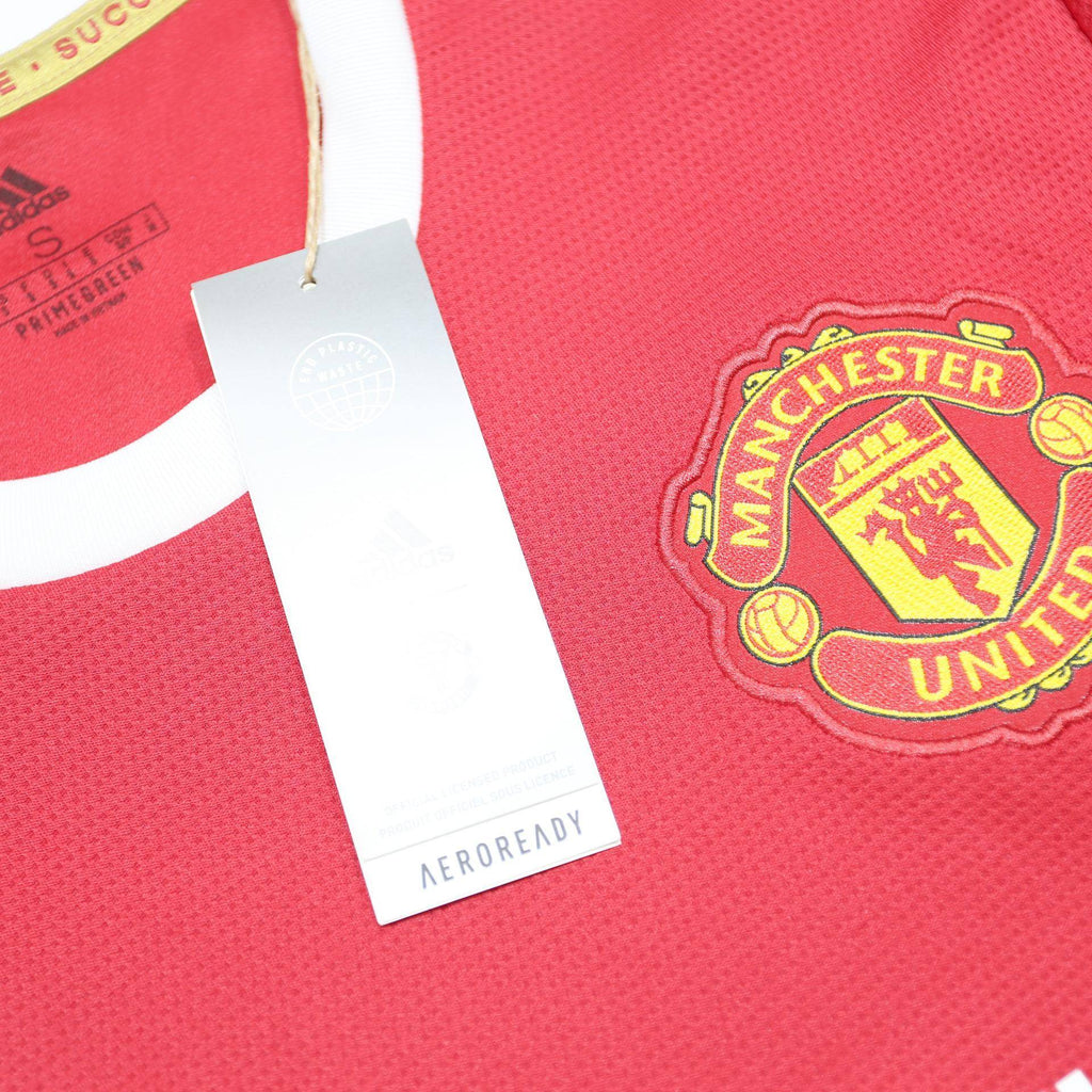 ADIDAS Mens Red & White Manchester United Football Shirt S Short Sleeve Crew