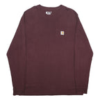 CARHARTT Mens Maroon Long Sleeve Crew Neck Pocket T-Shirt L Cotton Blend