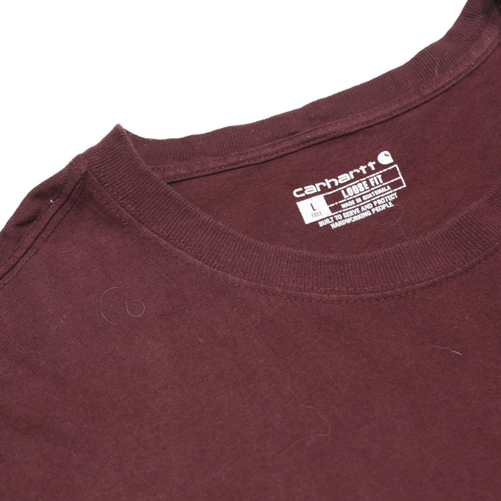 CARHARTT Mens Maroon Long Sleeve Crew Neck Pocket T-Shirt L Cotton Blend