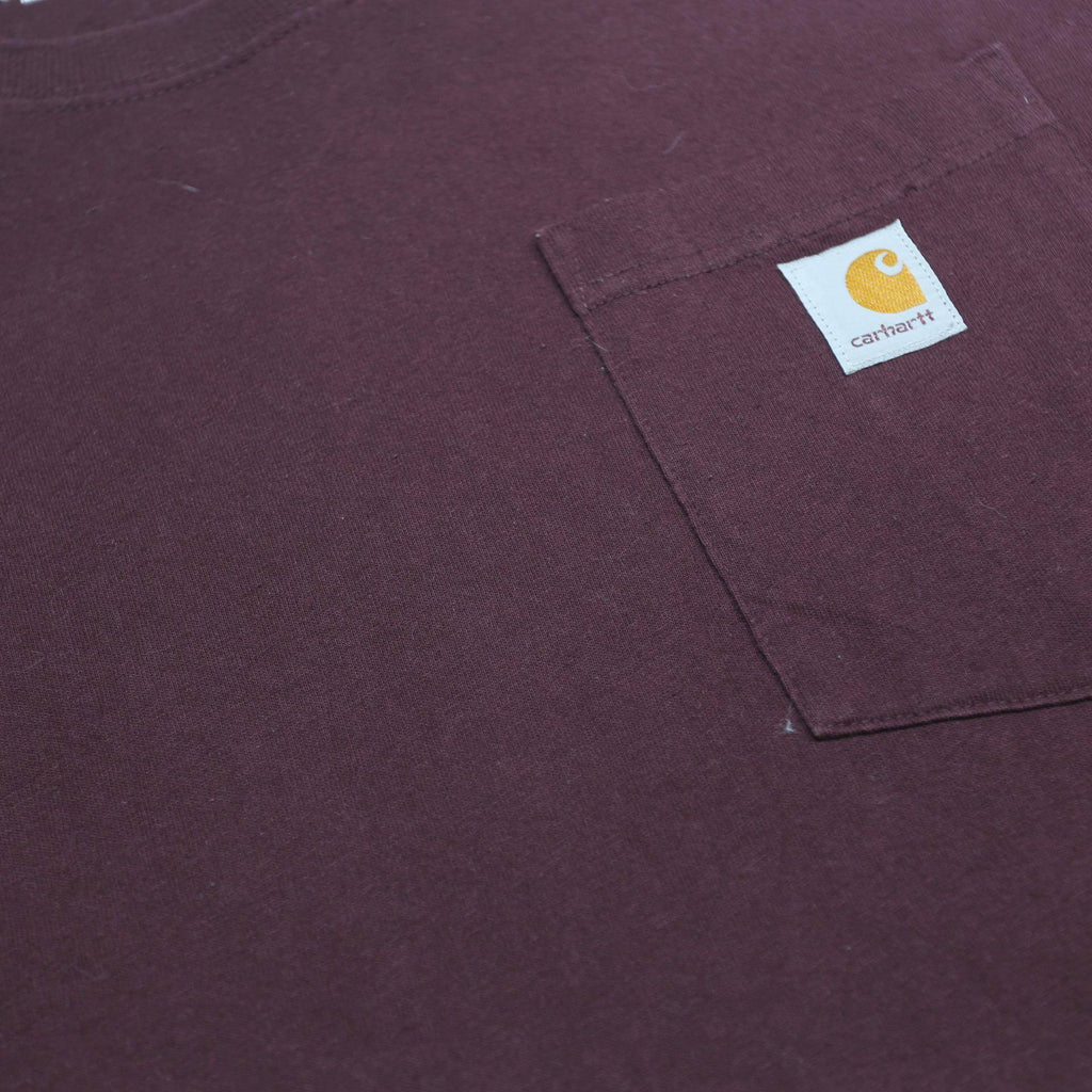 CARHARTT Mens Maroon Long Sleeve Crew Neck Pocket T-Shirt L Cotton Blend