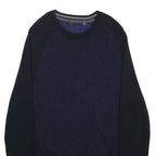 TED BAKER Mens Navy Patterned Jumper Crew Neck Basic Knit L Smart Casual