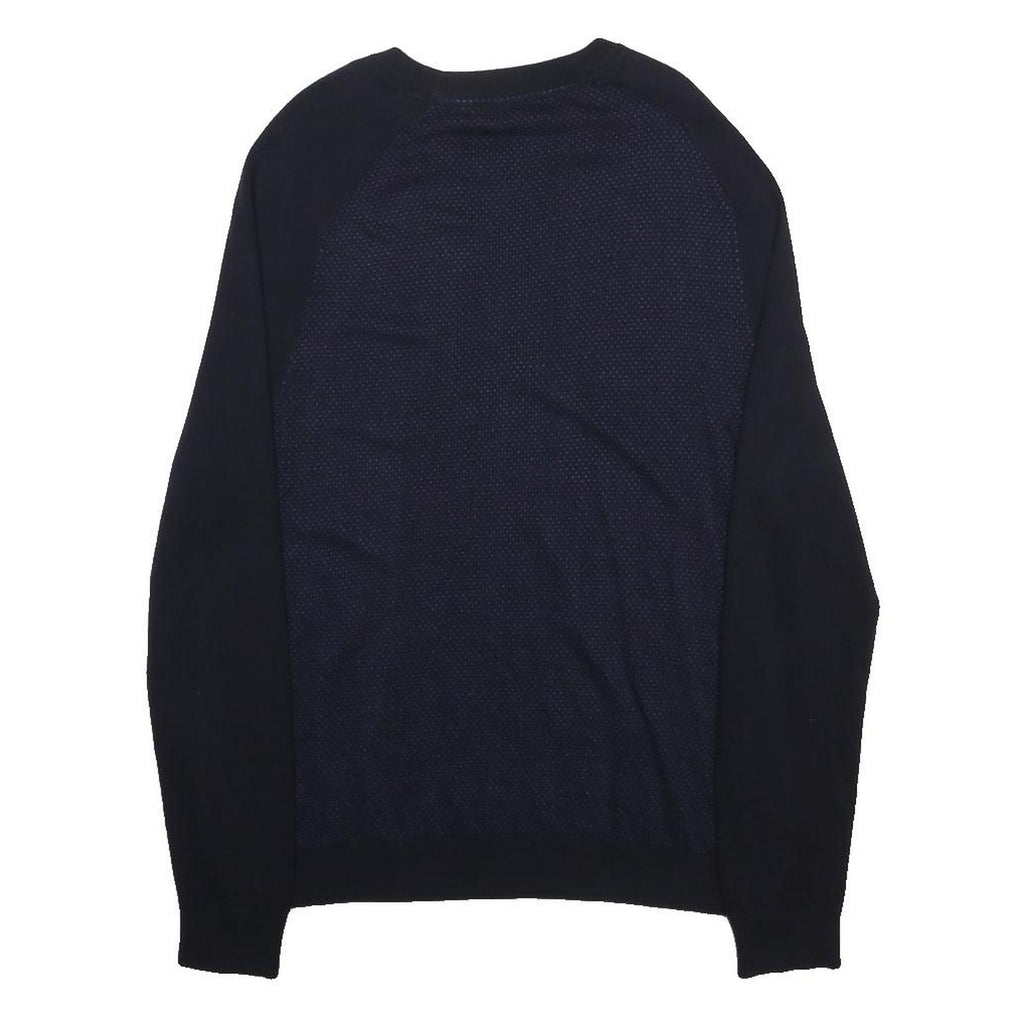 TED BAKER Mens Navy Patterned Jumper Crew Neck Basic Knit L Smart Casual