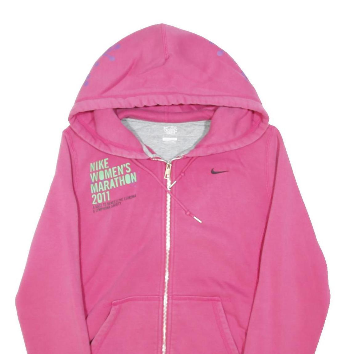 NIKE Womens Pink Hoodie M Marathon Full Zip Cotton Blend Casual Sport