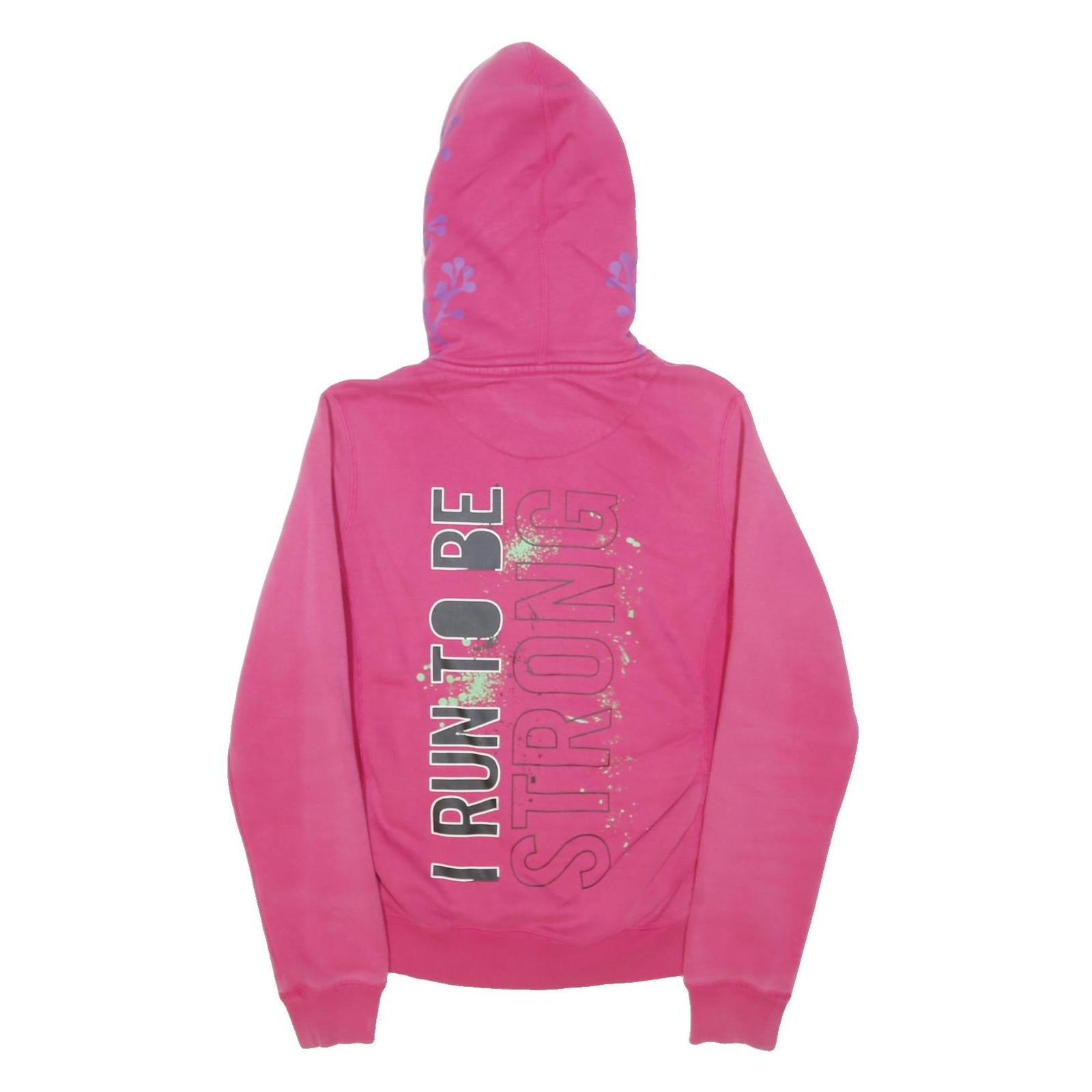 NIKE Womens Pink Hoodie M Marathon Full Zip Cotton Blend Casual Sport
