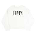 LEVI'S Womens White Cotton Blend Crew Neck Sweatshirt M Classic Logo Pullover