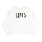 LEVI'S Womens White Cotton Blend Crew Neck Sweatshirt M Classic Logo Pullover