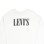 LEVI'S Womens White Cotton Blend Crew Neck Sweatshirt M Classic Logo Pullover