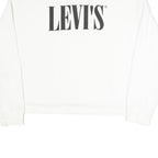 LEVI'S Womens White Cotton Blend Crew Neck Sweatshirt M Classic Logo Pullover