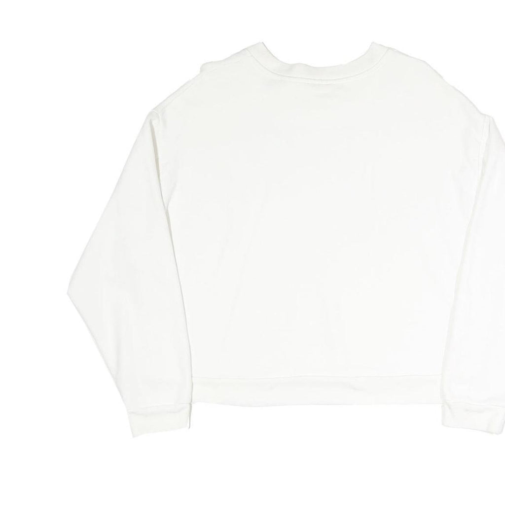 LEVI'S Womens White Cotton Blend Crew Neck Sweatshirt M Classic Logo Pullover