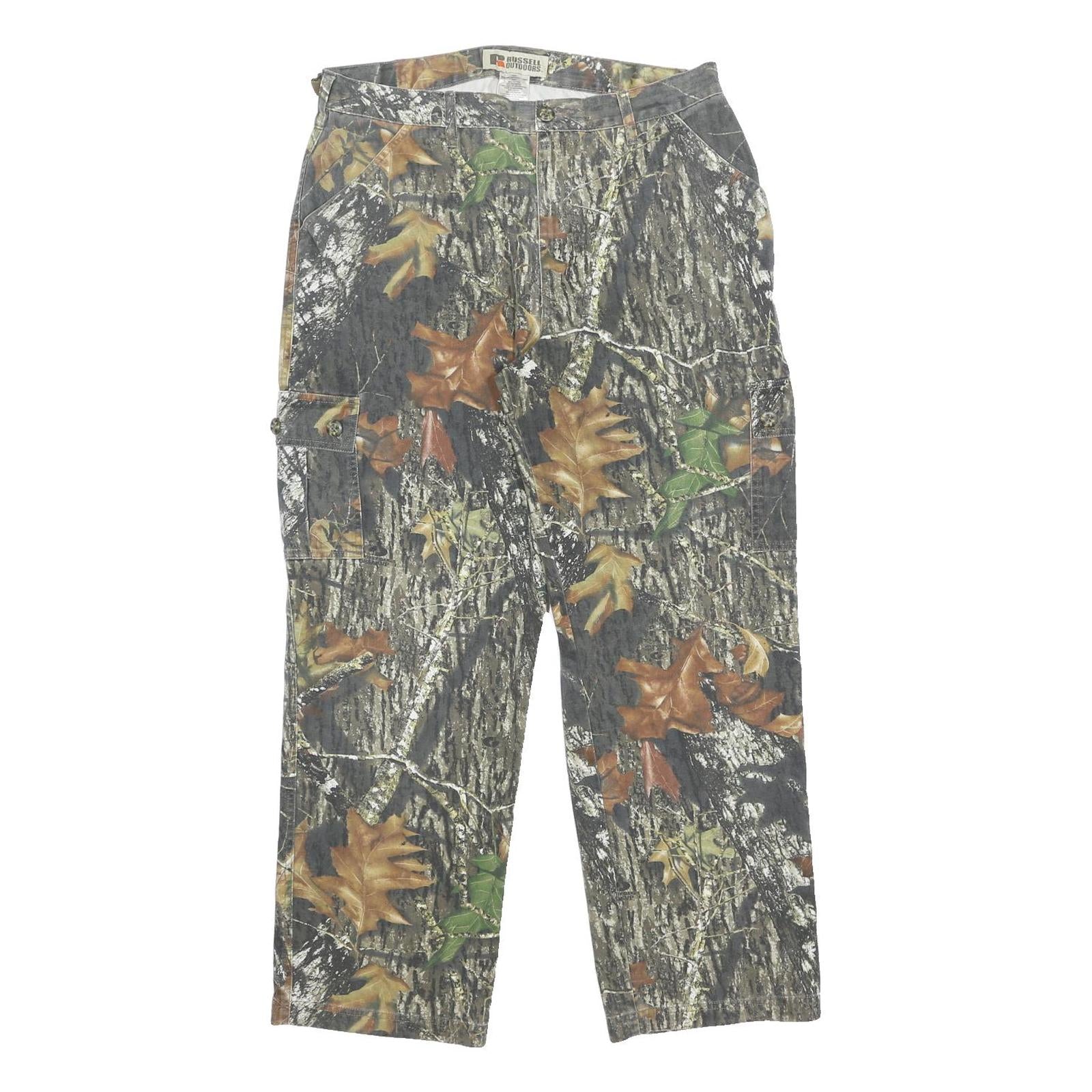 RUSSELL OUTDOORS Mens Cotton Blend Relaxed Straight Trousers W34 L29 Camouflage