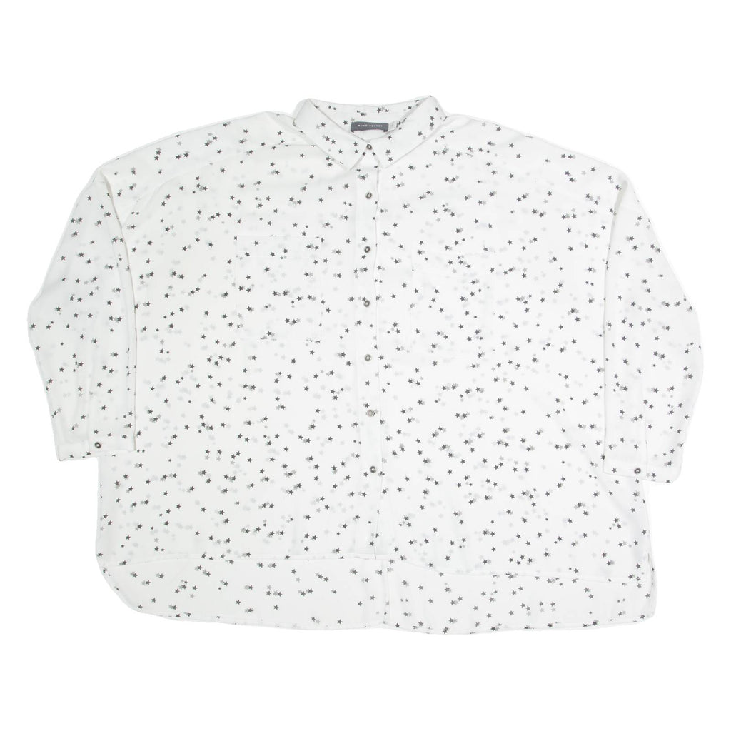 MINT VELVET Oversized Womens Shirt White Crazy Pattern 3/4 Sleeve M