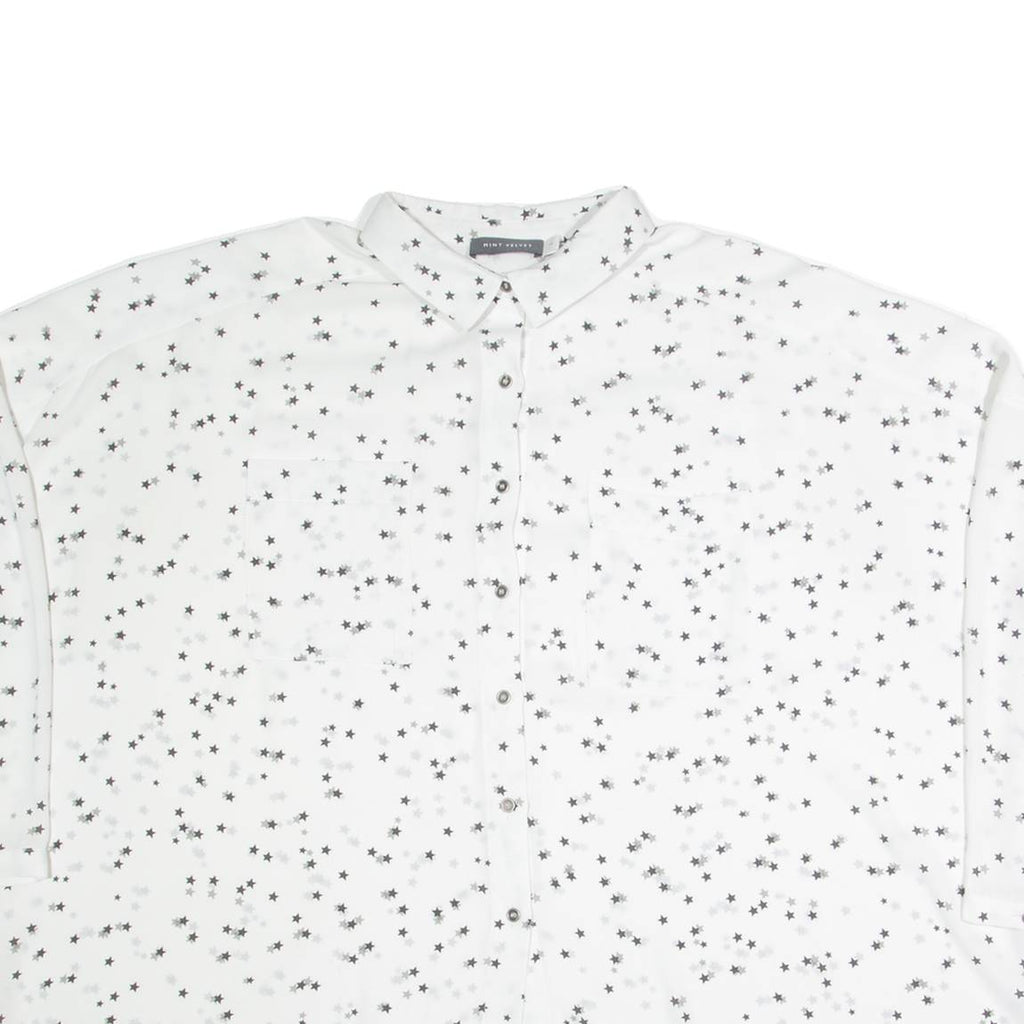 MINT VELVET Oversized Womens Shirt White Crazy Pattern 3/4 Sleeve M