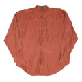 Mens Rust Plain Band Collar Shirt L Button Long Sleeve Lightweight