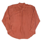 Mens Rust Plain Band Collar Shirt L Button Long Sleeve Lightweight