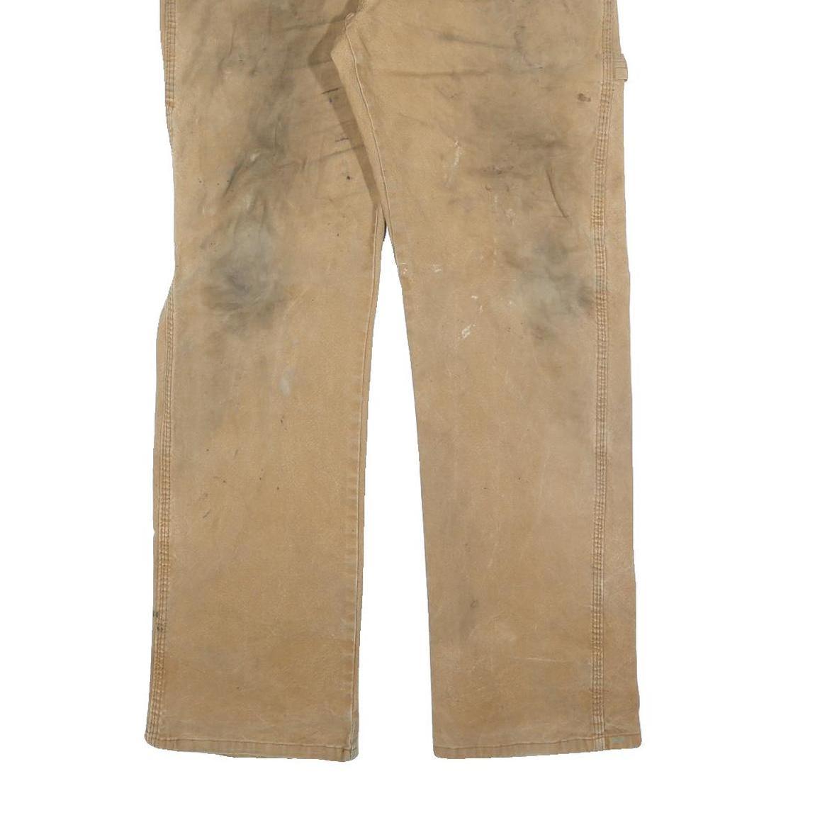 DICKIES Mens Relaxed Beige Jeans Cotton Blend Zip W33 L32 Workwear Style