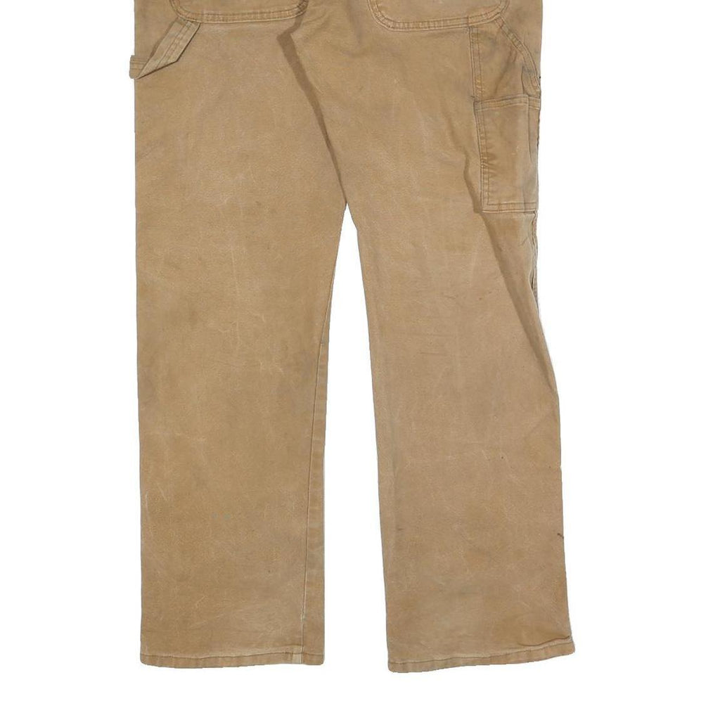 DICKIES Mens Relaxed Beige Jeans Cotton Blend Zip W33 L32 Workwear Style