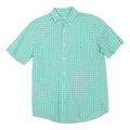 LACOSTE Mens Green & White Check Shirt M Button Down Collar Short Sleeve