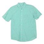 LACOSTE Mens Green & White Check Shirt M Button Down Collar Short Sleeve