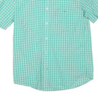 LACOSTE Mens Green & White Check Shirt M Button Down Collar Short Sleeve