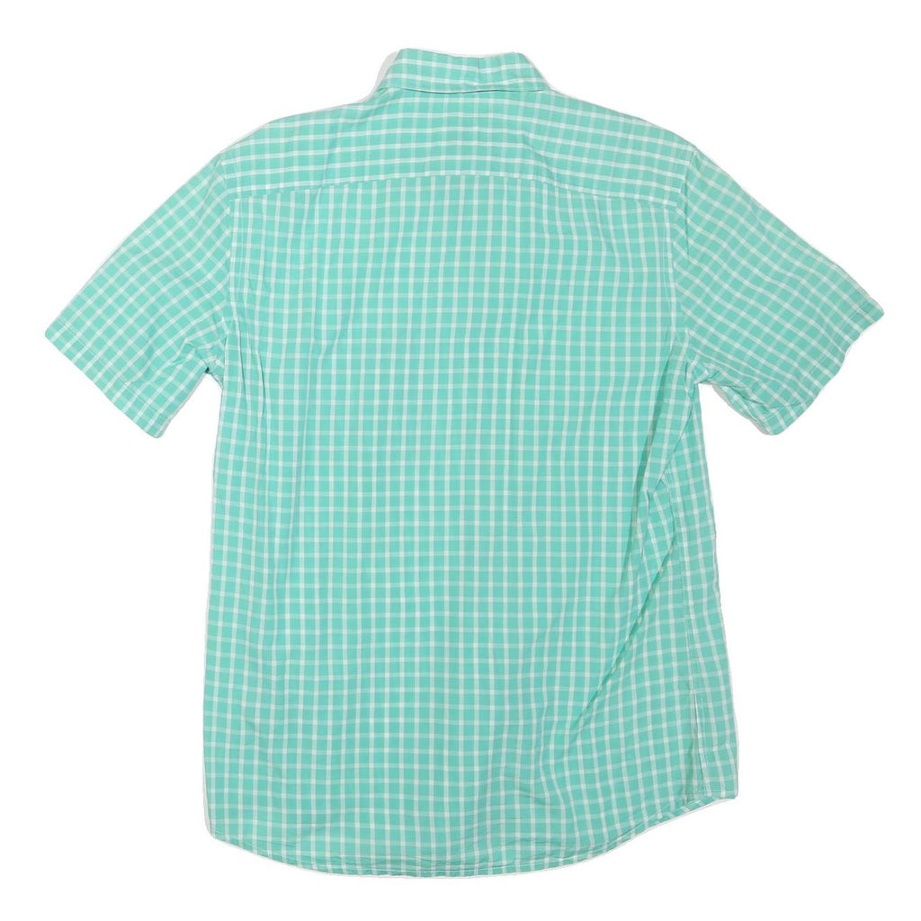 LACOSTE Mens Green & White Check Shirt M Button Down Collar Short Sleeve