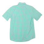 LACOSTE Mens Green & White Check Shirt M Button Down Collar Short Sleeve
