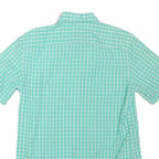 LACOSTE Mens Green & White Check Shirt M Button Down Collar Short Sleeve