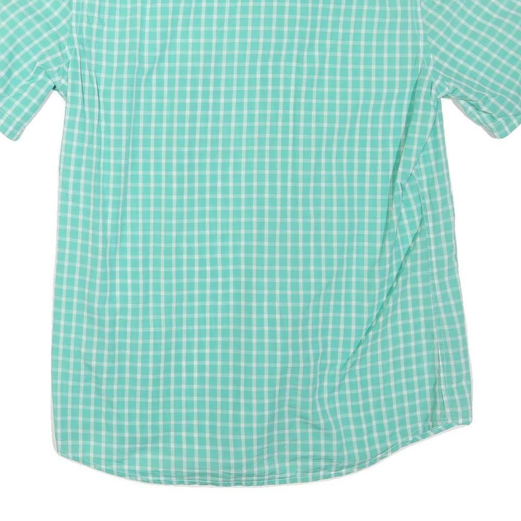 LACOSTE Mens Green & White Check Shirt M Button Down Collar Short Sleeve