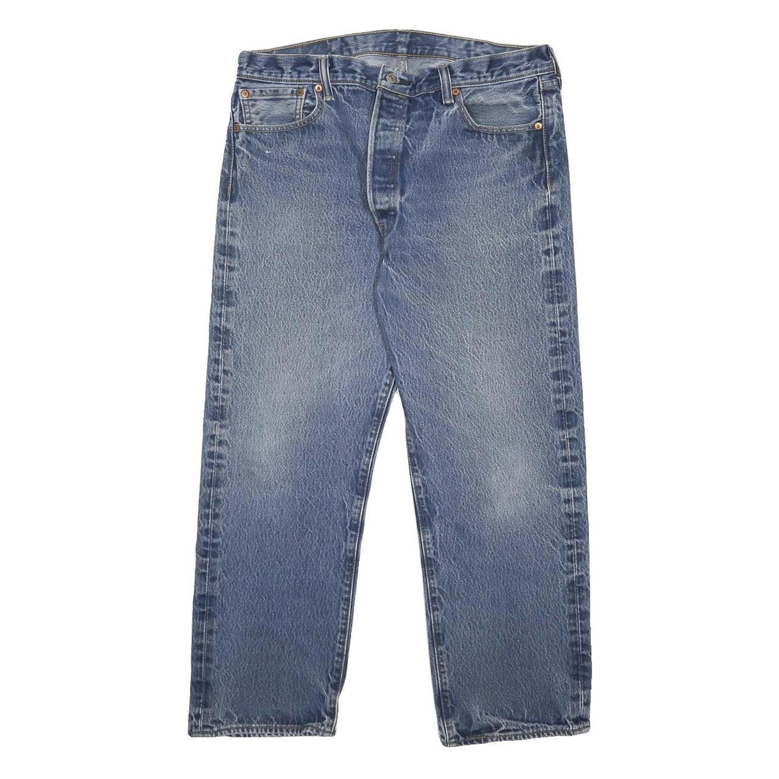 LEVI'S 501 Mens Blue Regular Straight Denim Medium W35 L26 Button Jeans Classic