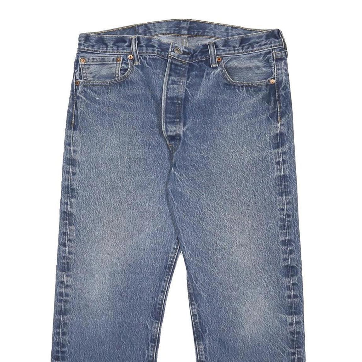 LEVI'S 501 Mens Blue Regular Straight Denim Medium W35 L26 Button Jeans Classic