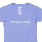THE NORTH FACE Womens Blue Take A Hike Graphic T-Shirt S Short Sleeve V-Neck