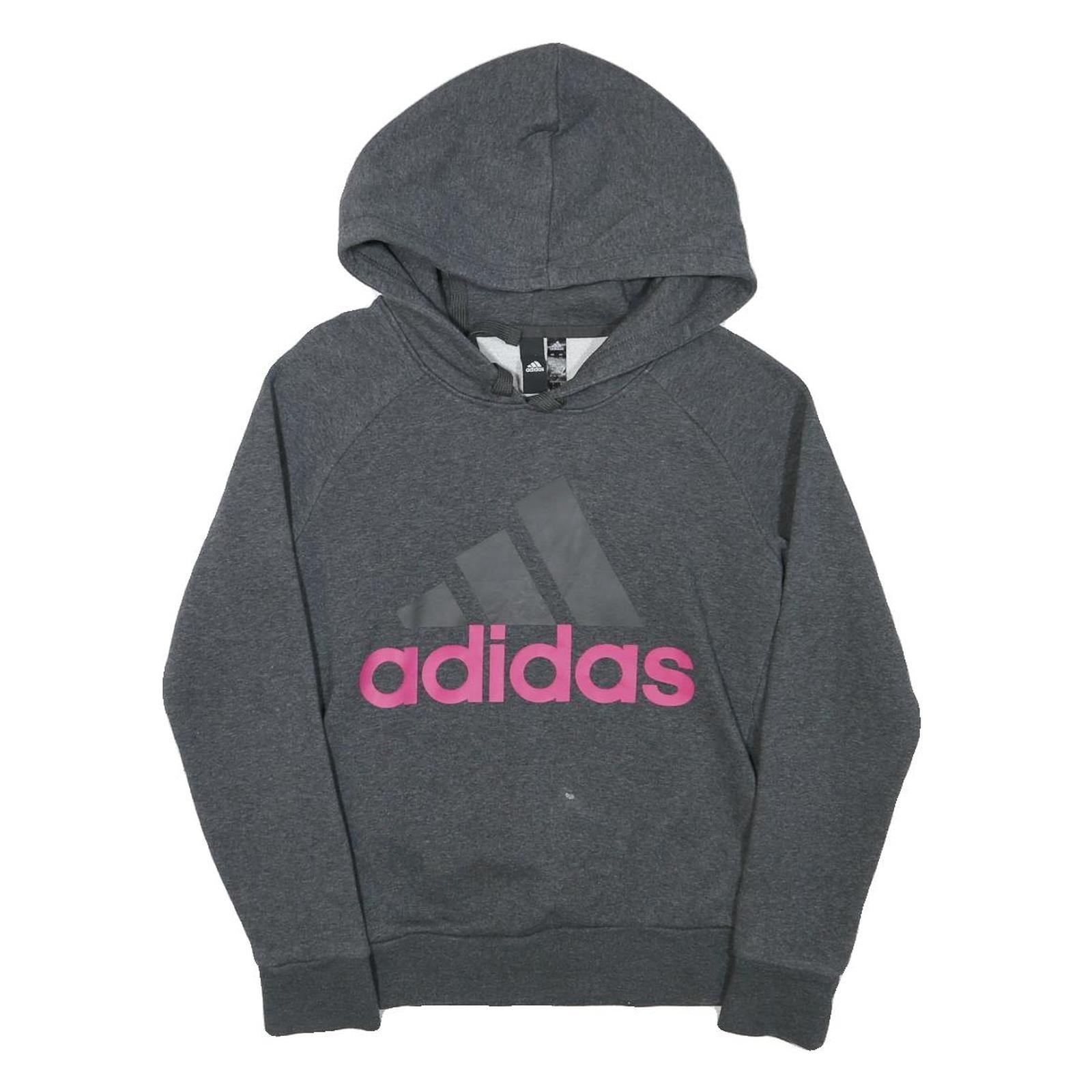 ADIDAS Womens Grey Hoodie XS Cotton Blend Pullover Sports Casual Sweatshirt