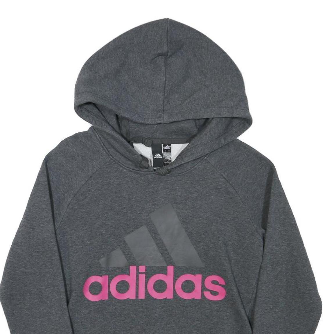 ADIDAS Womens Grey Hoodie XS Cotton Blend Pullover Sports Casual Sweatshirt