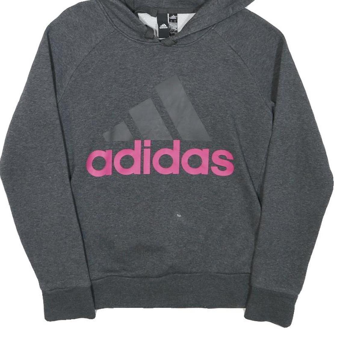 ADIDAS Womens Grey Hoodie XS Cotton Blend Pullover Sports Casual Sweatshirt