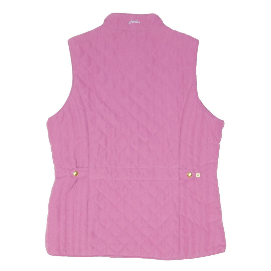 JOULES Womens Pink Quilted Zip Jacket UK 10 Cotton Blend Sleeveless Lightweight