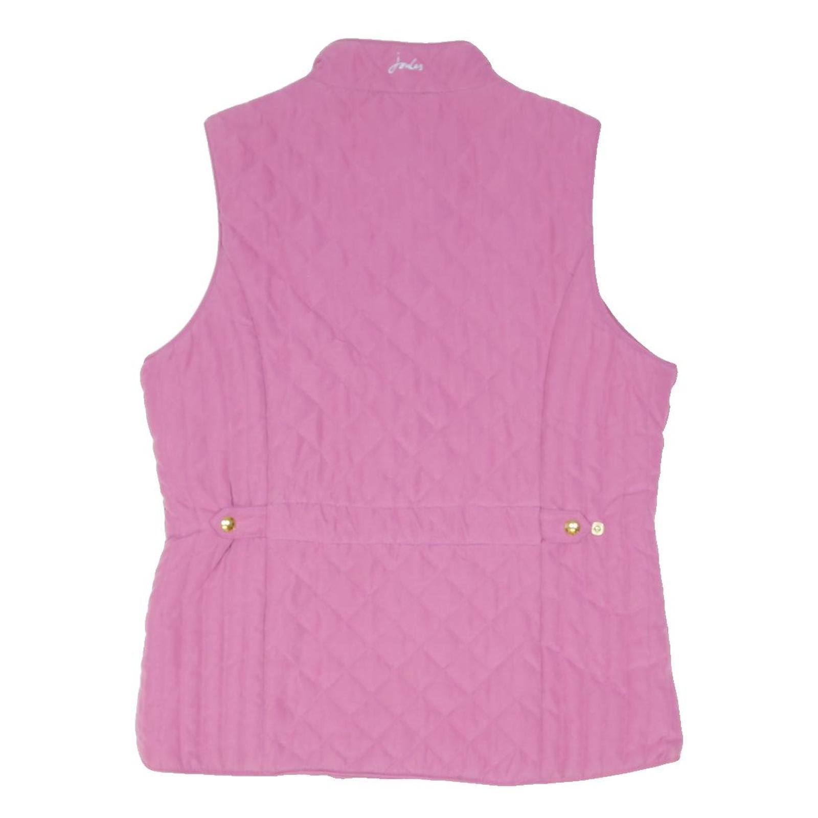 JOULES Womens Pink Quilted Zip Jacket UK 10 Cotton Blend Sleeveless Lightweight