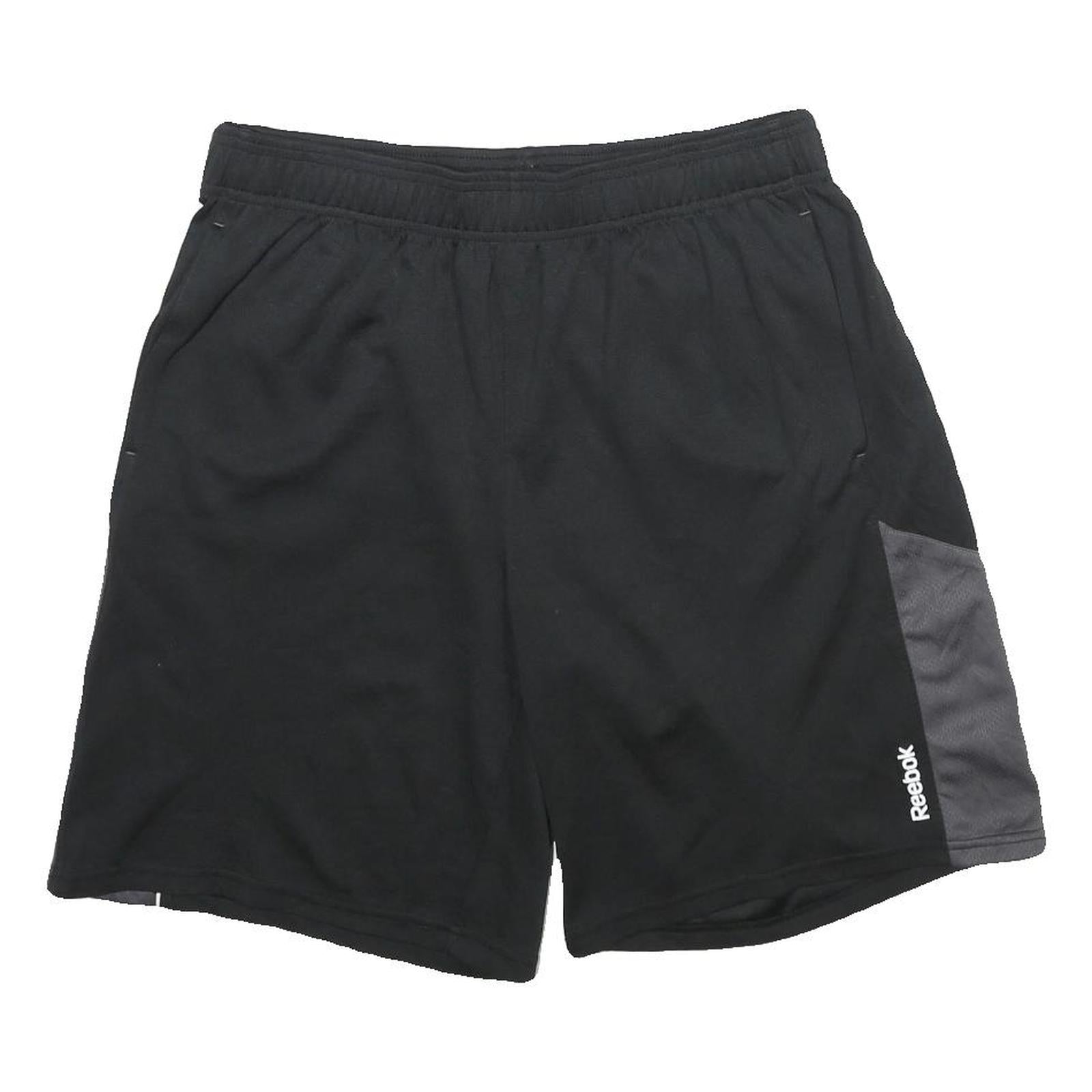REEBOK Mens Black & Grey Sports Casual Shorts M W30 Polyester Comfortable Fit