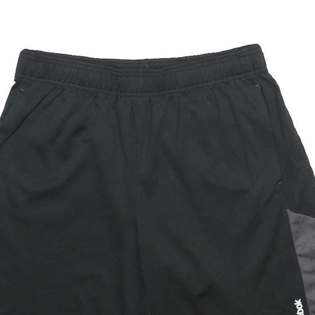 REEBOK Mens Black & Grey Sports Casual Shorts M W30 Polyester Comfortable Fit