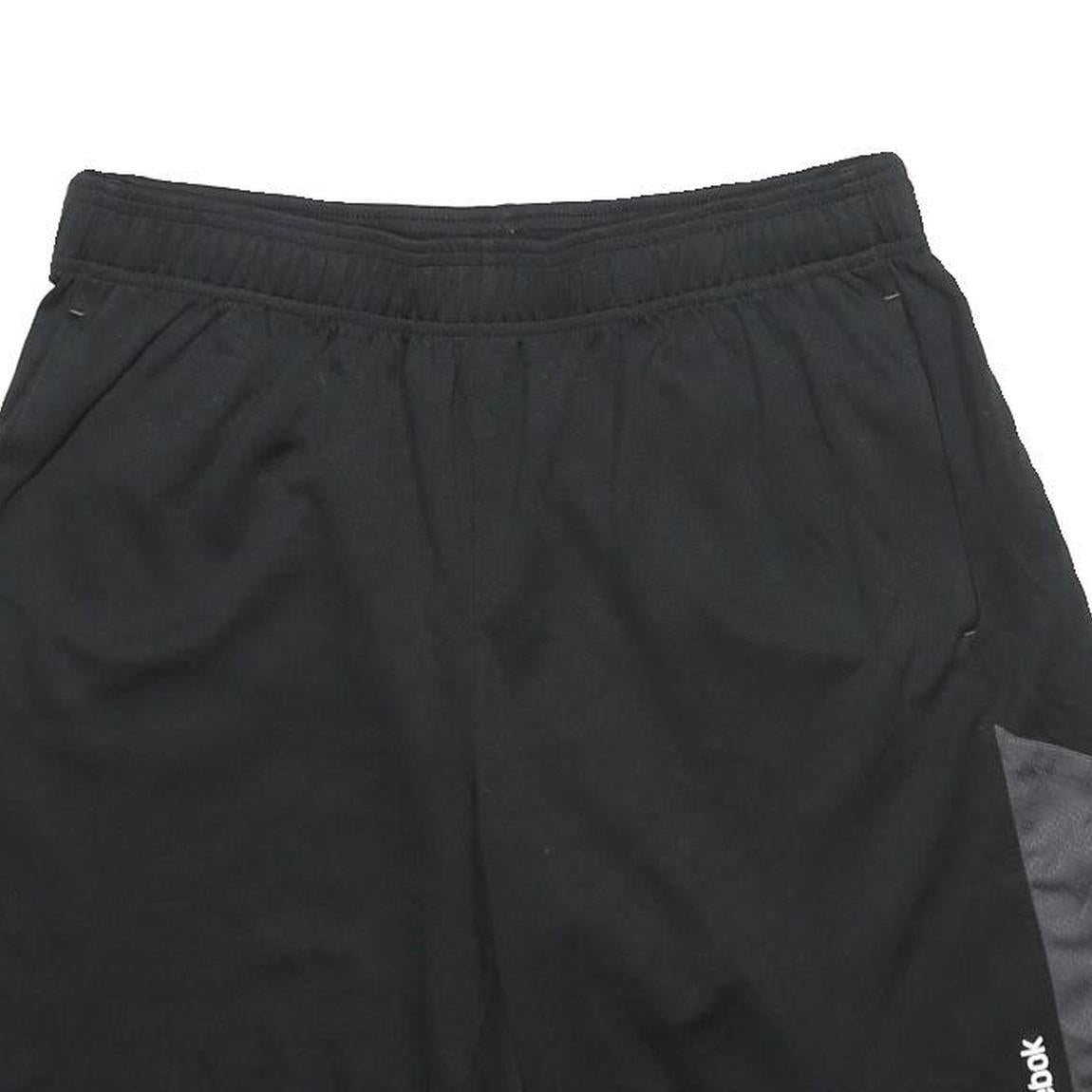 REEBOK Mens Black & Grey Sports Casual Shorts M W30 Polyester Comfortable Fit