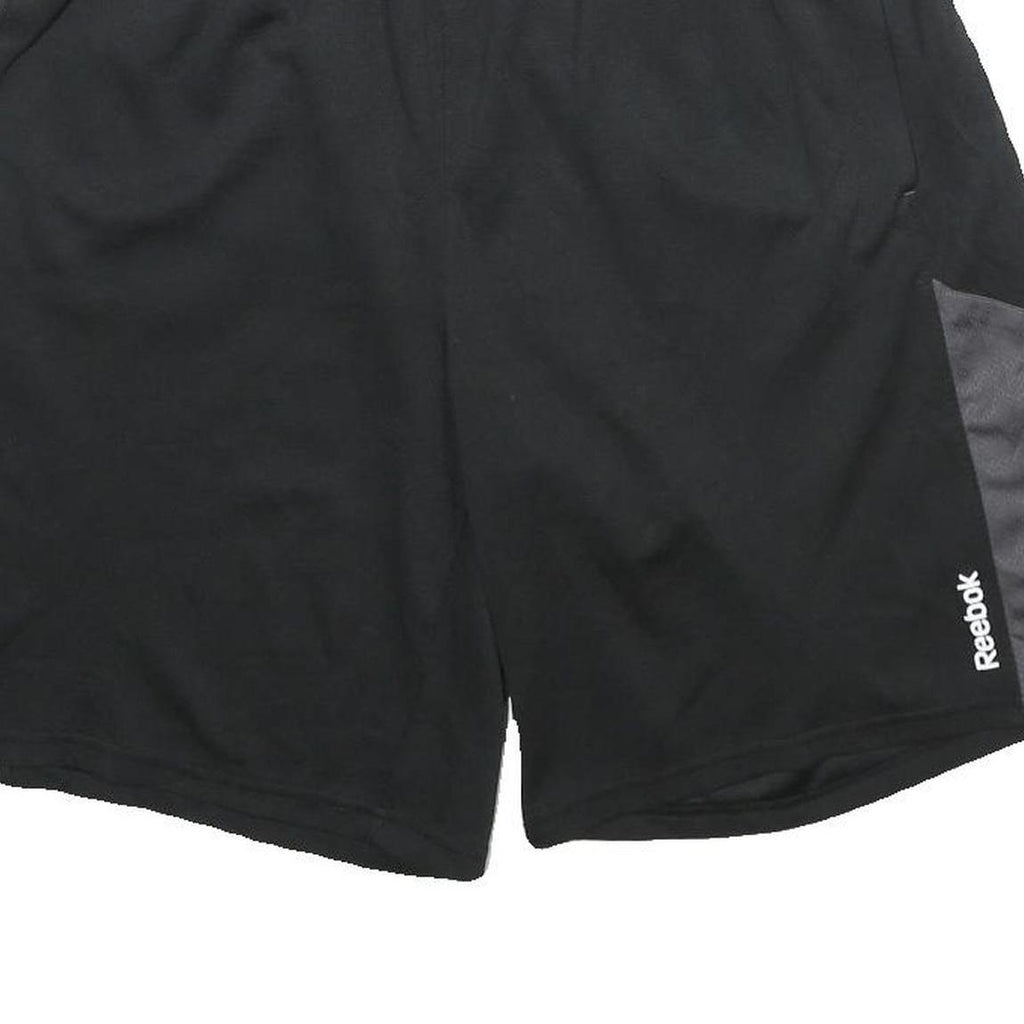 REEBOK Mens Black & Grey Sports Casual Shorts M W30 Polyester Comfortable Fit