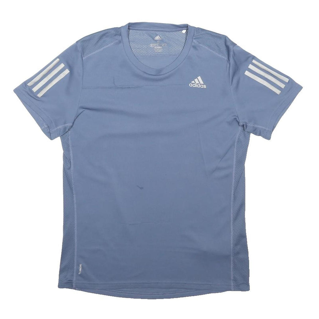 ADIDAS Mens Blue Polyester Blend T-Shirt S Short Sleeve Crew Neck Sports Gym